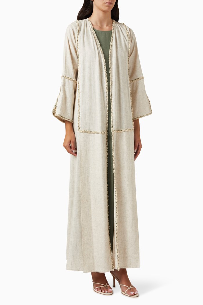 

Fringed-trim Abaya Set, Multicolour