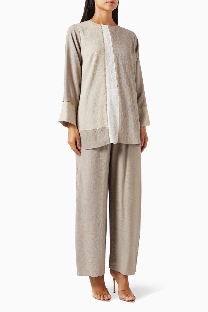 

Paneled Top & Pants Set, Neutral