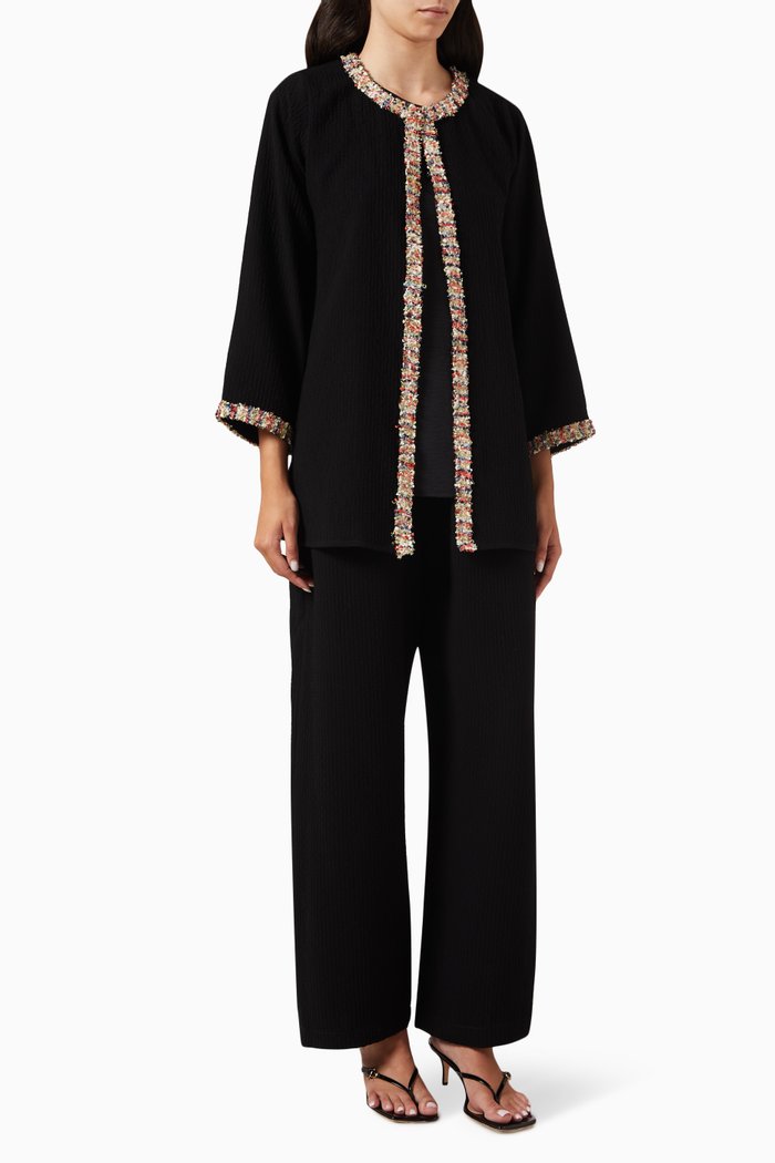 

3-piece Contrast-trim Set, Black