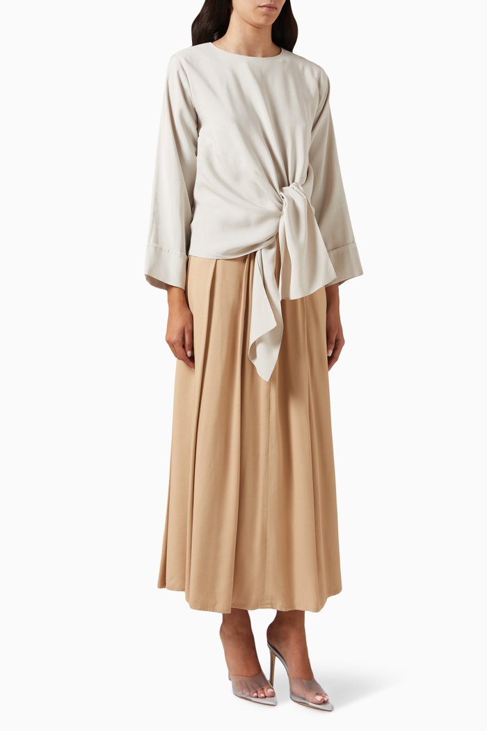 

Knot Top & Maxi Skirt Set, Neutral