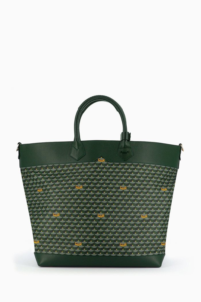 Carry On 36 Tote Bag in Coated-canvas & Leather, Green