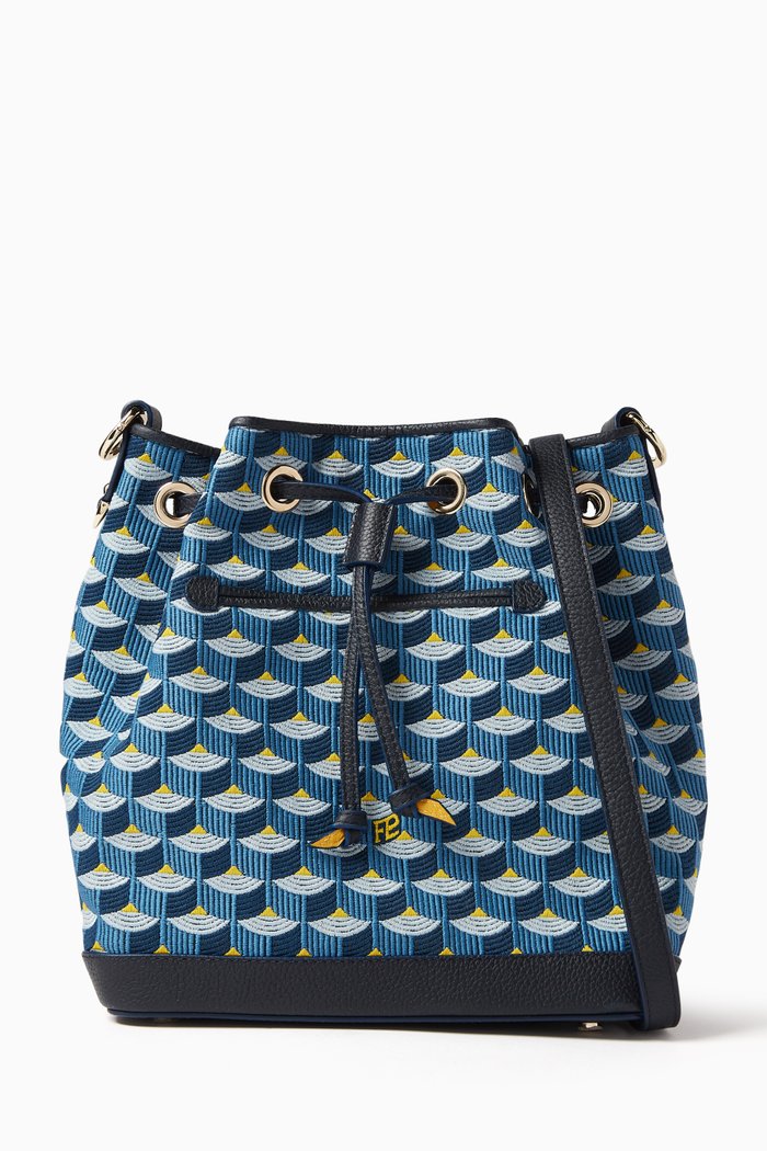 

Quiver 23 Bucket Bag in Canvas & Leather, Blue
