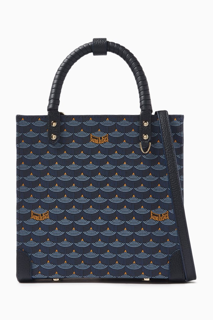 

Take It Easy 19 Tote Bag in Canvas & Leather, Blue
