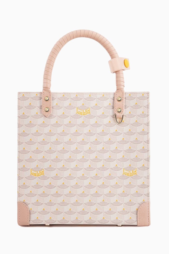 

Take It Easy 19 Tote Bag in Canvas & Leather, Pink