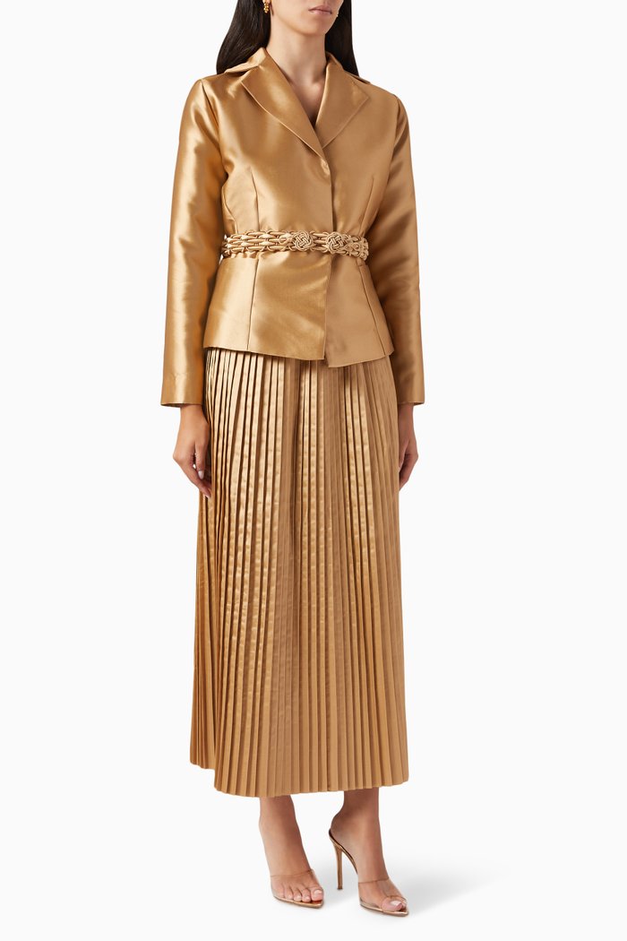 

Blazer & Skirt Belted Set, Gold