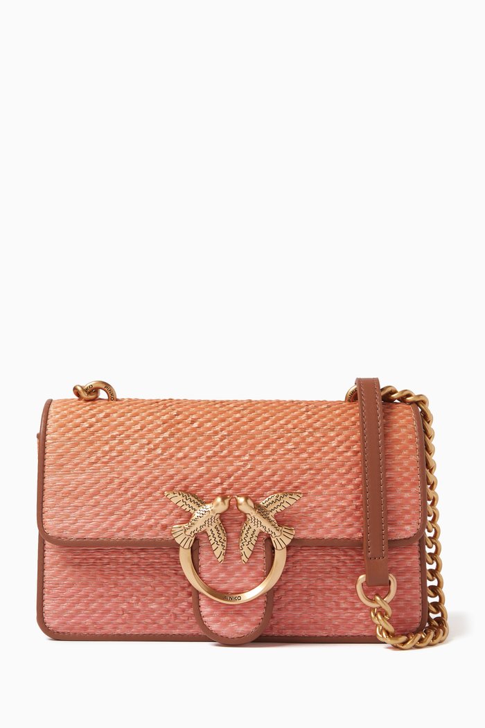 

Mini Love One Crossbody Bag in Raffia, Pink