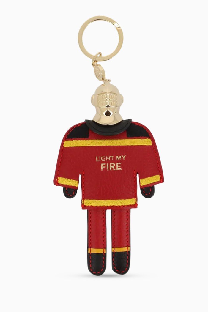 

Arthur the Firefighter Keychain in Calf Leather, Red