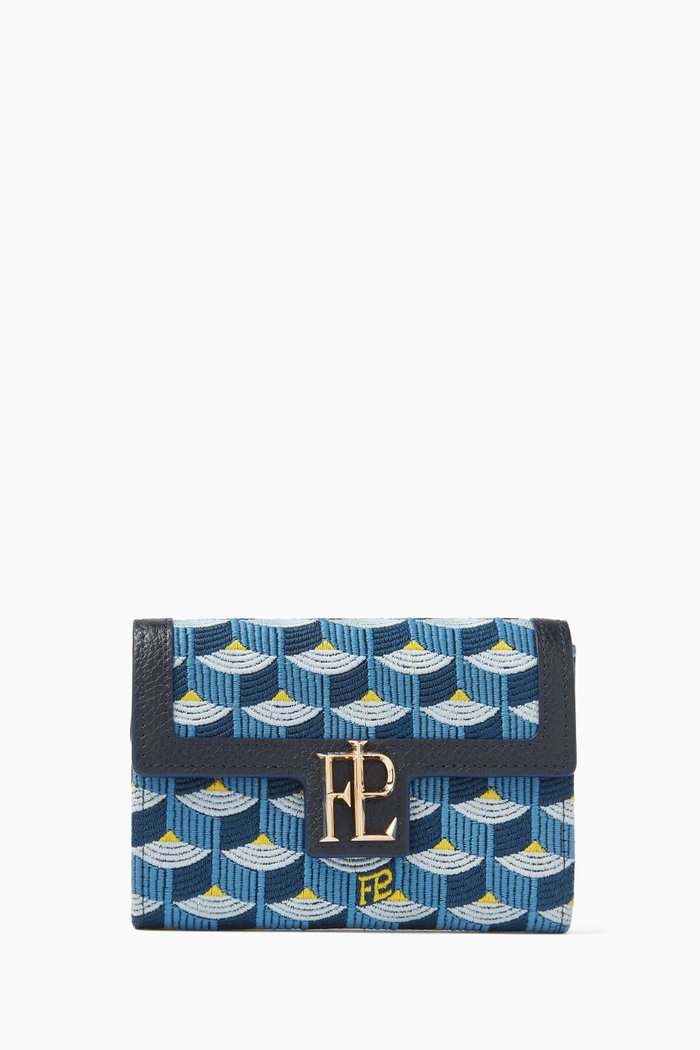 

Pay Attention 6CC Wallet in Saga Jacquard, Blue