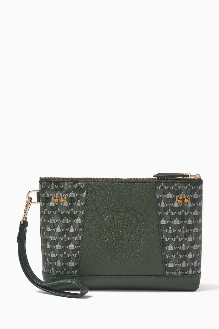 Carry On 21 Pouch in Canvas & Leather, Green