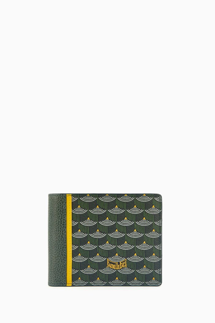 

6CC Etendard Wallet in Canvas & Leather, Green