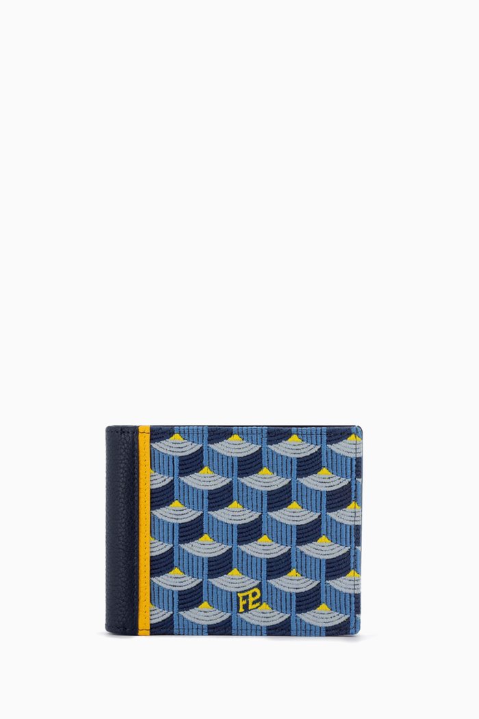 

6CC Etendard Wallet in Canvas & Leather, Blue