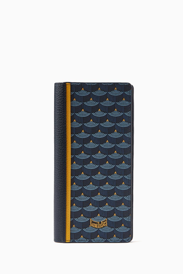 

7CC Etendard Wallet in Canvas & Leather, Blue