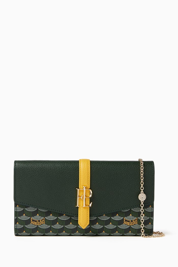 12CC Knight Wallet in Canvas & Leather, Green