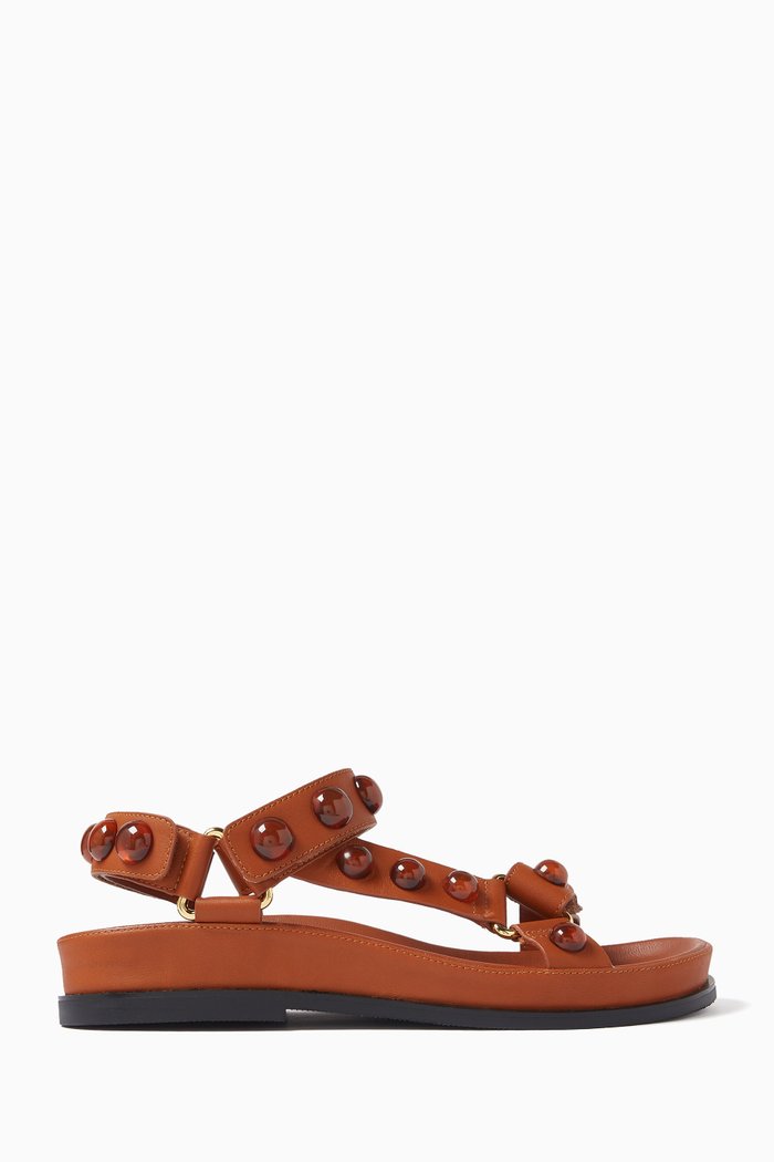 

Tilan Studded Sandals in Leather, Orange
