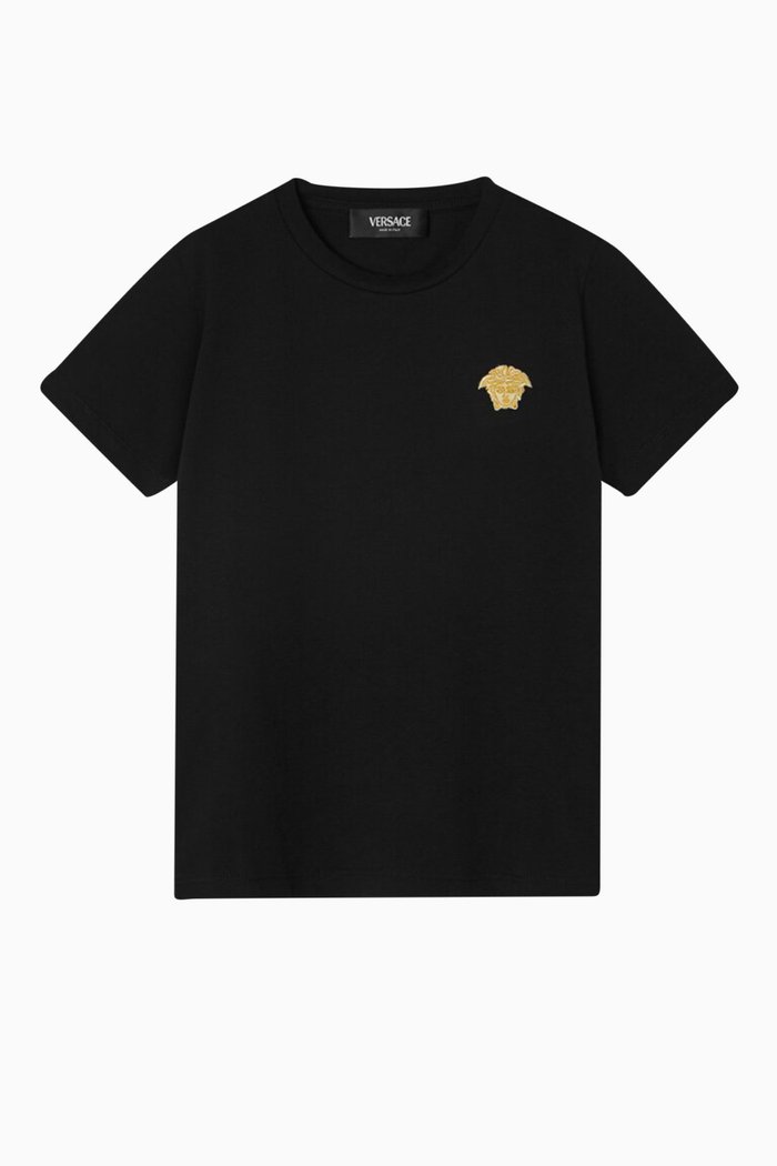 

Medusa-embroidered T-shirt in Organic Cotton Jersey, Black