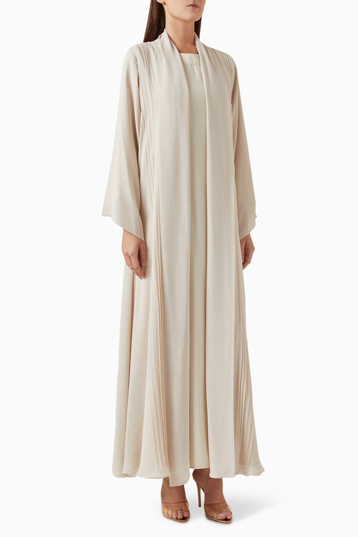 

Three-piece Abaya Set in Chiffon & Satin, Neutral