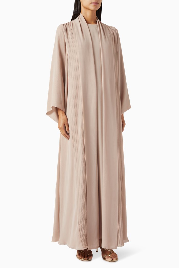 

Three-piece Abaya Set in Chiffon & Satin, Neutral