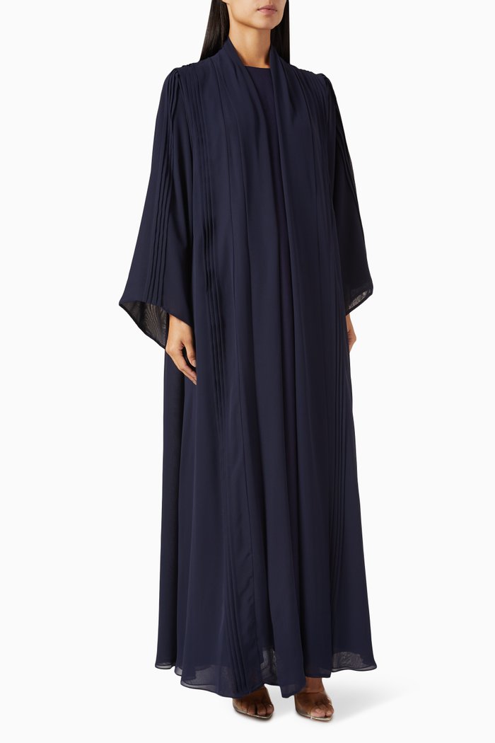 

Three-piece Abaya Set in Chiffon & Satin, Blue