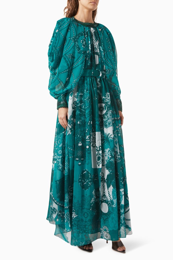 

Treasure-A Printed Dress in Chiffon, Green
