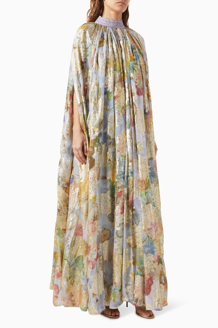 

Antiquity-A Printed Dress in Lurex-georgette, Purple