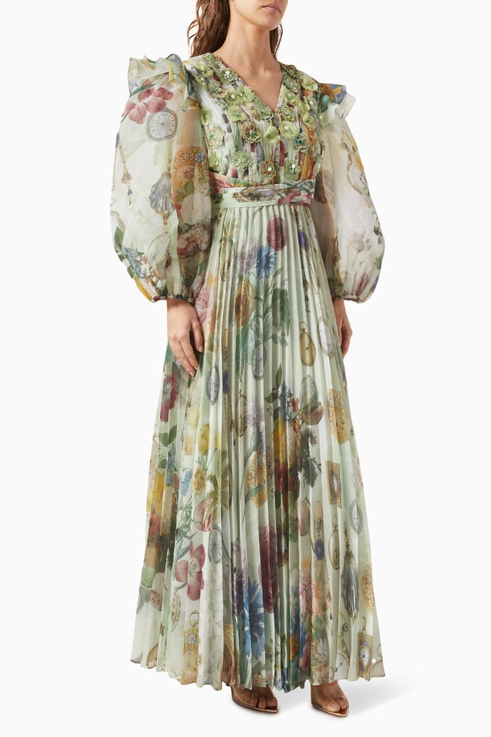 

Antiquity-F Printed Dress in Chiffon, Green