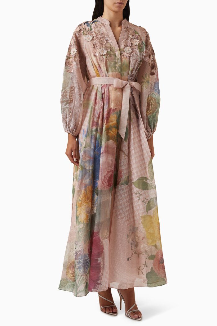 

Vintage Embellished Maxi Dress in Organza, Neutral