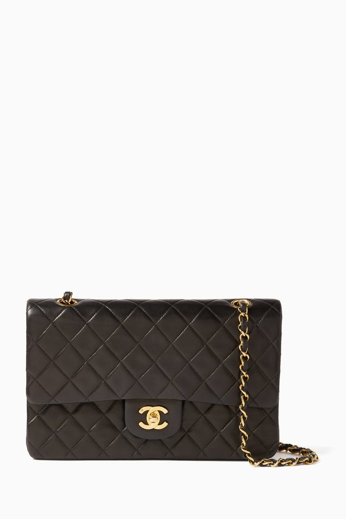 

Medium Classic Double Flap Bag in Quilted Lambskin Leather, Black