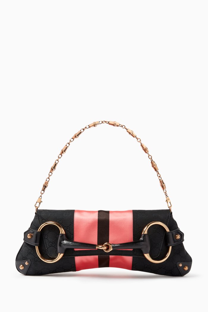 

GG Horsebit Shoulder Bag in Canvas, Black