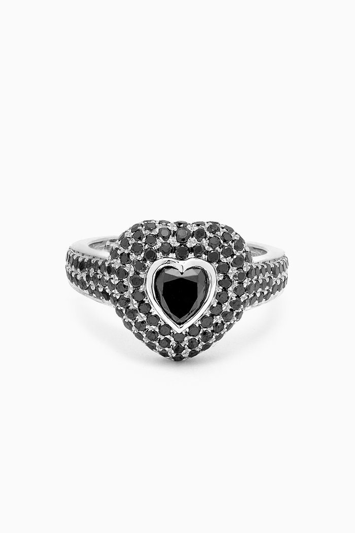 

Heart Sapphire Pinky Ring in 18kt White Gold, Black