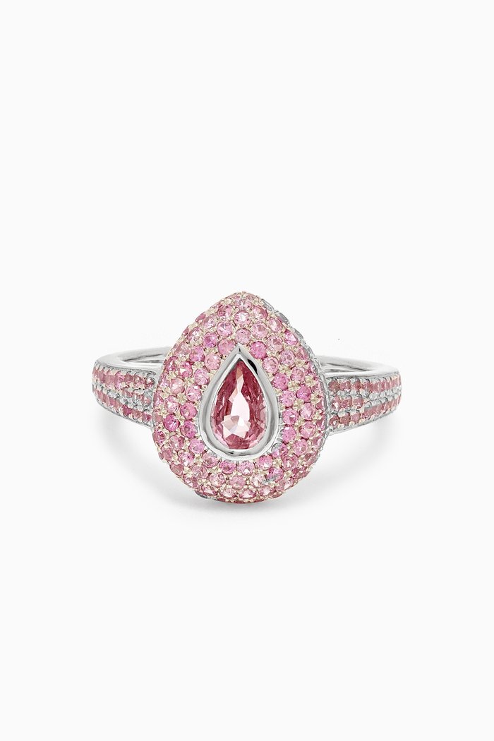 

Pear Topaz Pinky Ring in 18kt White Gold, Pink