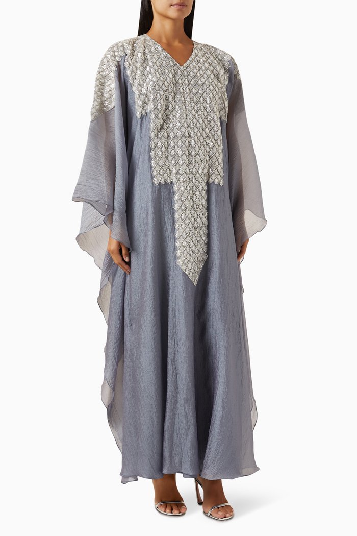 

Bead-embellished Abaya in Organza, Multicolour