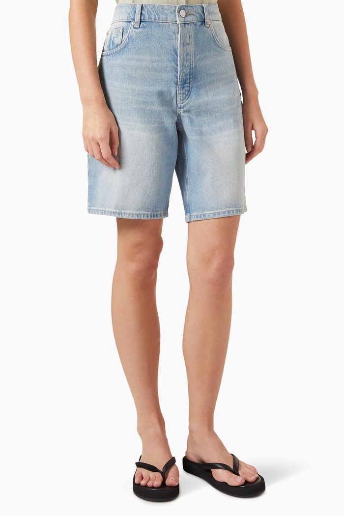 

Wide-leg Shorts in Denim, Blue