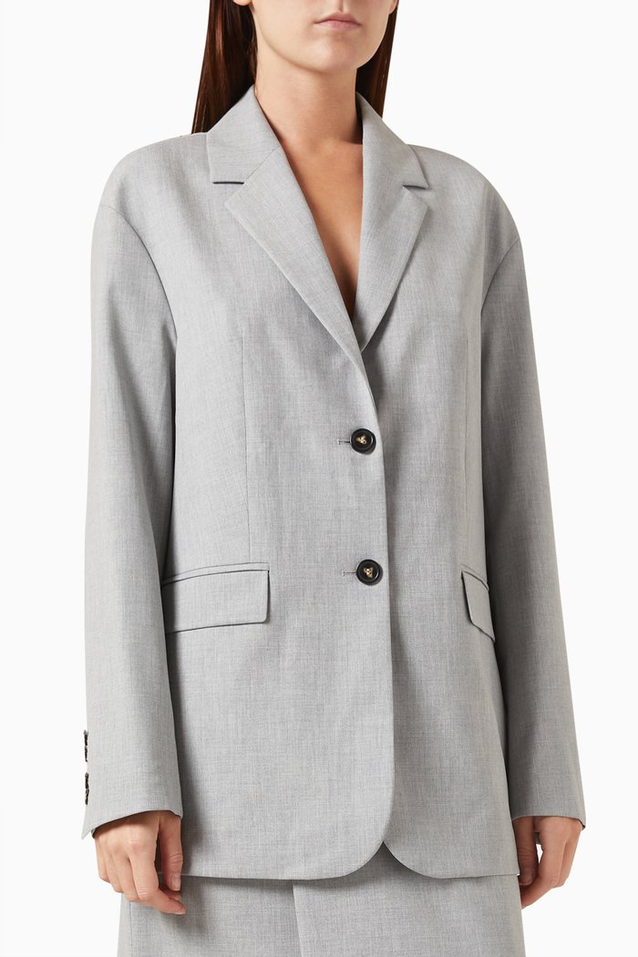 

Single-breasted Blazer in Matte Suit Fabric, Grey