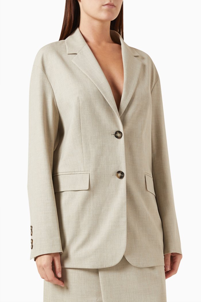 

Single-breasted Blazer in Matte Suit Fabric, Neutral