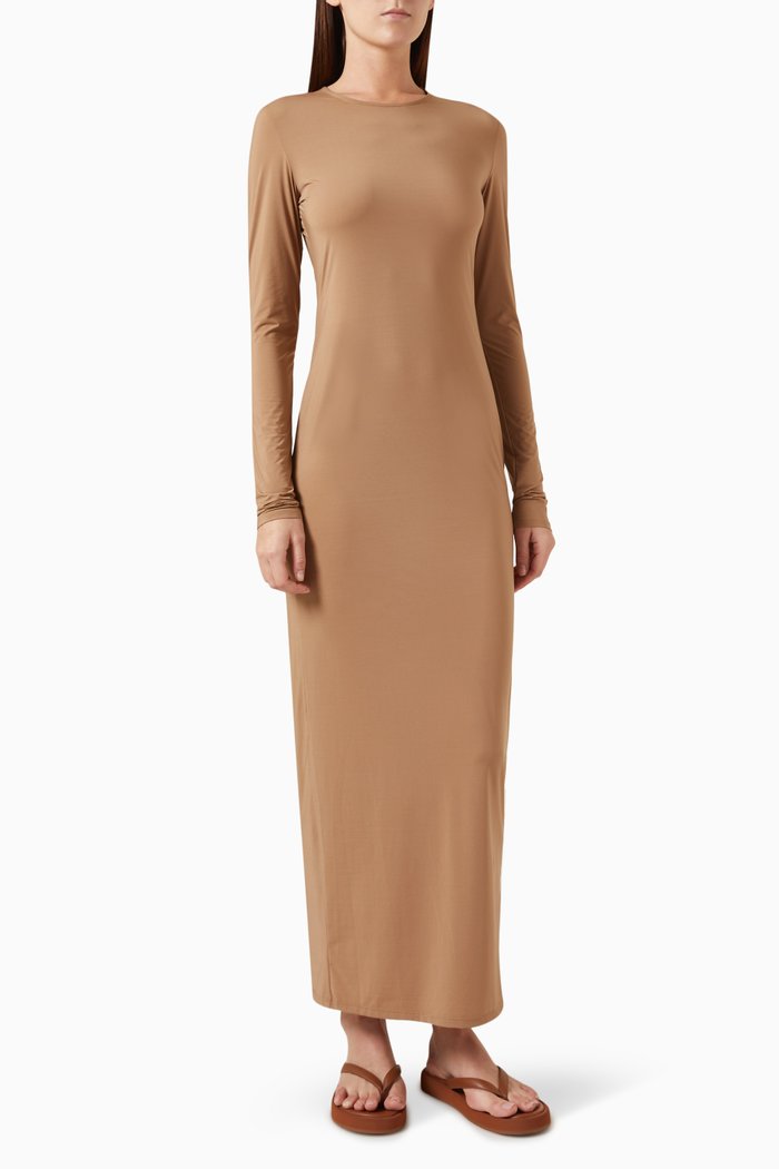 

Bodycon Maxi Dress in Stretch-jersey, Neutral