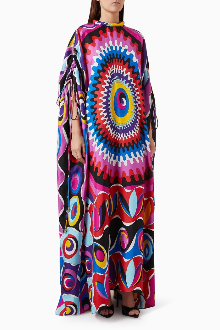 

Bersaglio-print Kaftan in Silk-twill, Multicolour