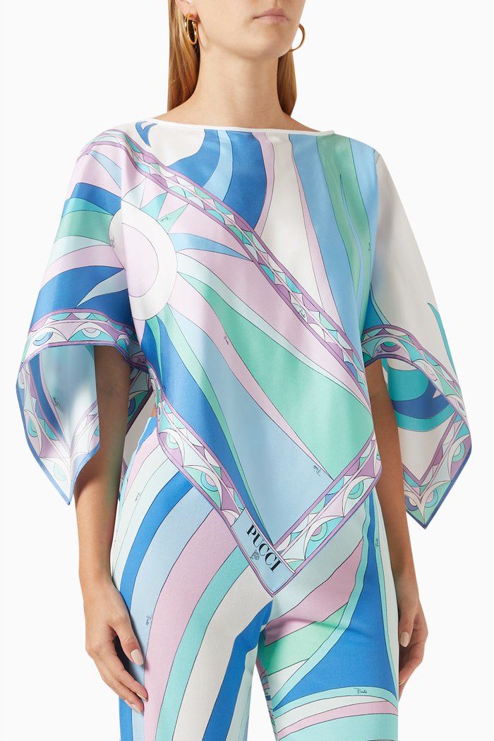 

Cigni-print Top in Silk-twill, Blue