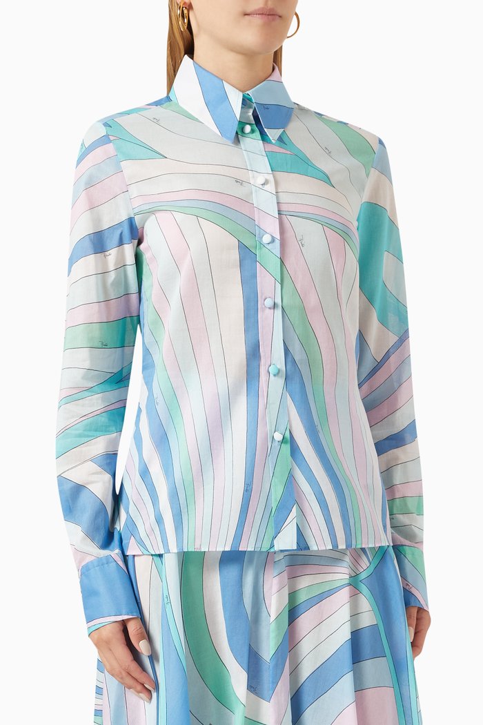 

Iride-print Shirt in Cotton-muslin, Blue