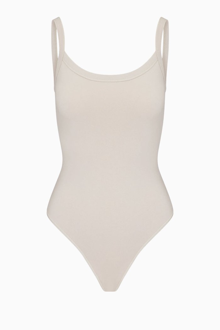Scoop-neck Bodysuit in Cotton-jersey, Grey