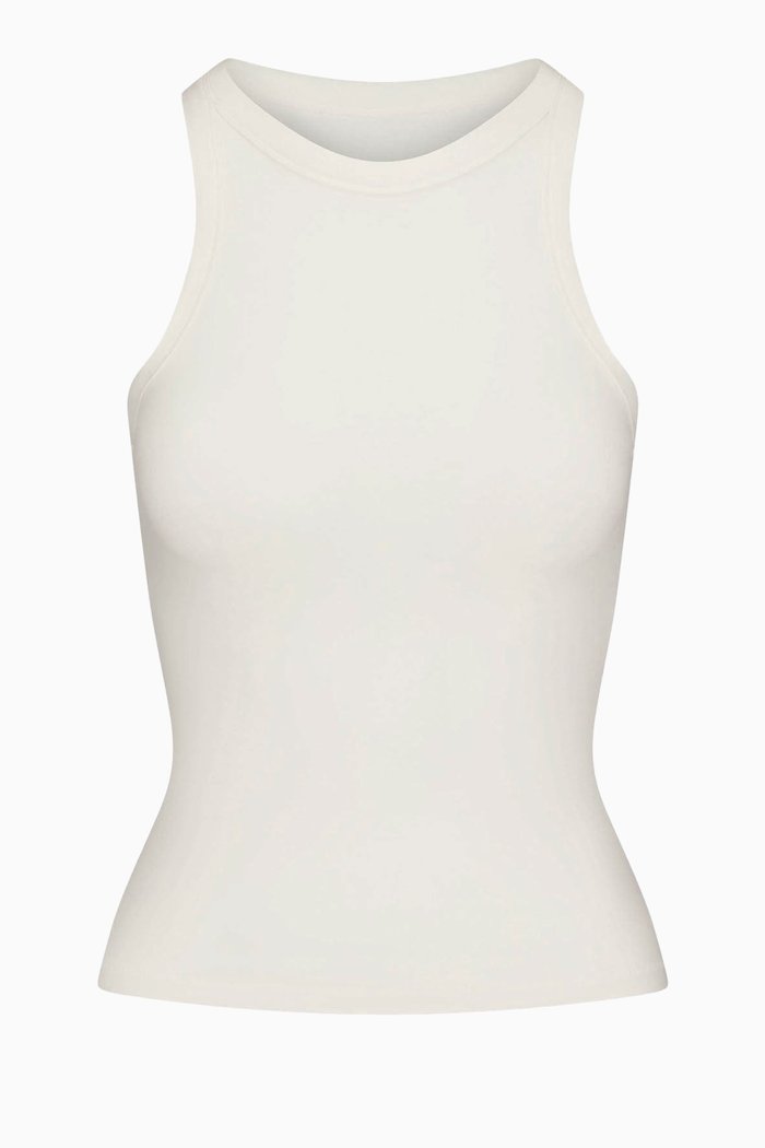 

Crewneck Tank Top in Cotton-jersey, White