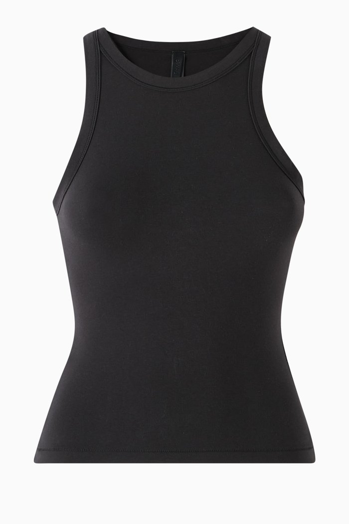 

Crewneck Tank Top in Cotton-jersey, Black