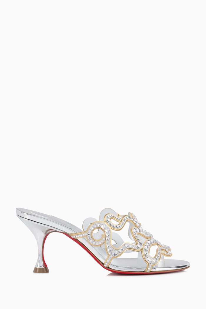 

Octostrass 70 Mules in Embellished Suede, Silver