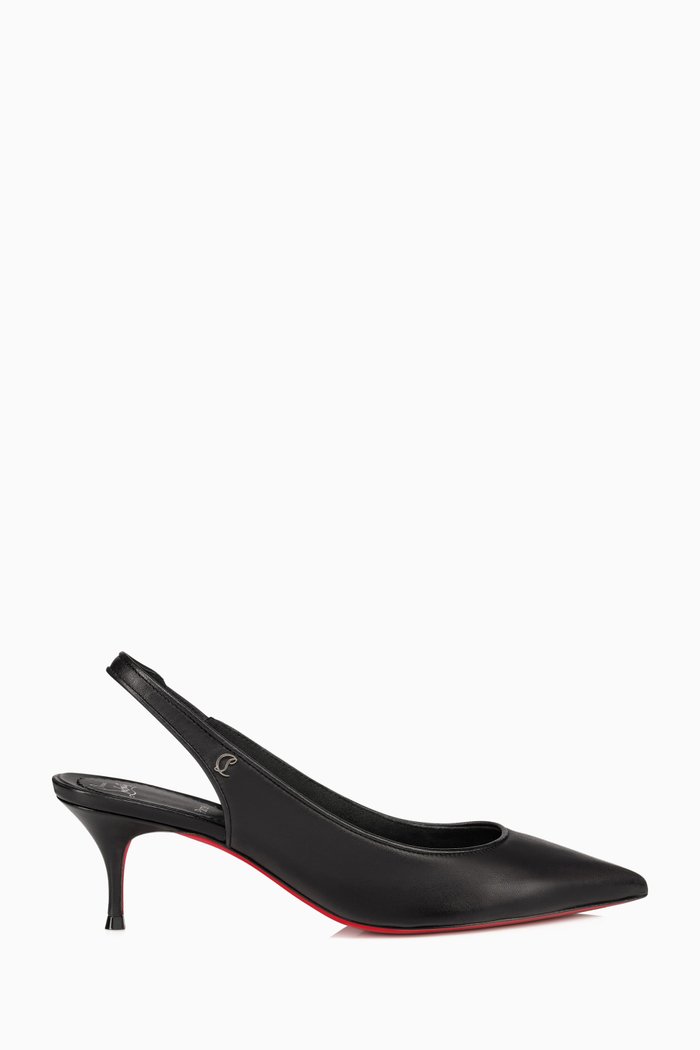Sporty Kate 55 Slingback Pumps in Leather, Black