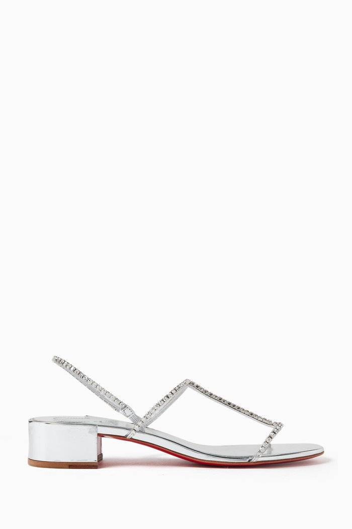 

Simple Queenie 25 Slingback Sandals in Embellished PVC, Silver