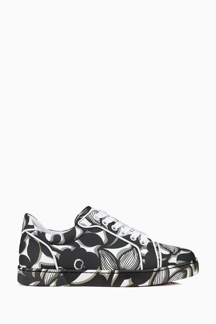 Vieira Printed Sneakers in Leather, Black