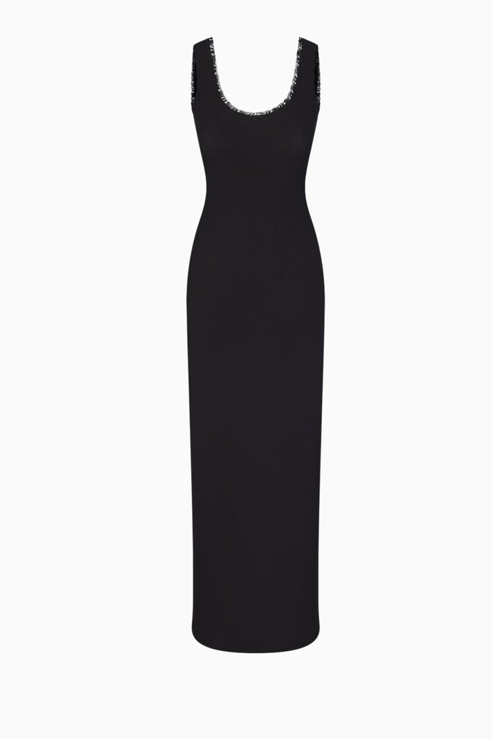 Soft Lounge Lace Dress in Rib-knit, Black