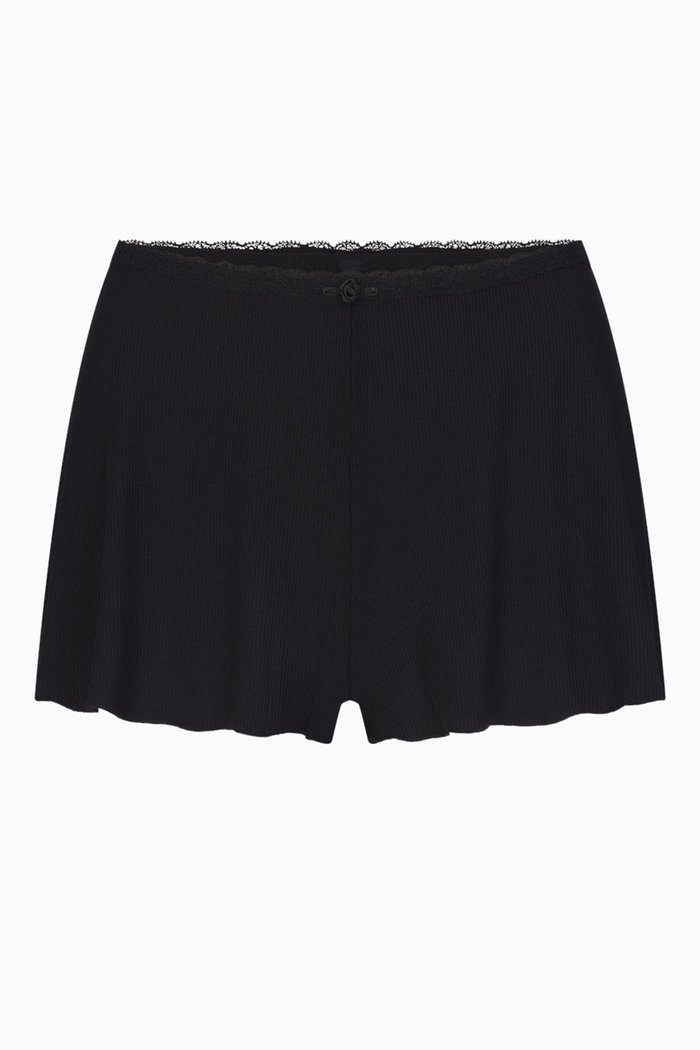 

Soft Lounge Lace Shorts in Rib-knit, Black