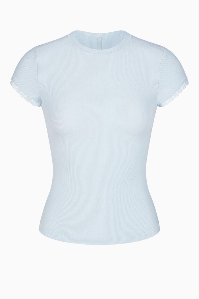 

Soft Lounge Lace T-shirt in Rib-knit, Grey