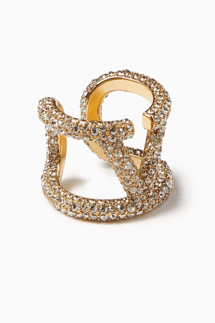 

Valentino Garavani VLOGO Signature Ring in Plated Brass, Metallic