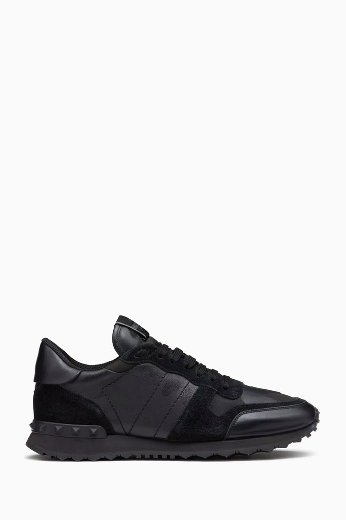 

Valentino Garavani Camouflage Sneakers in Canvas and Leather, Black